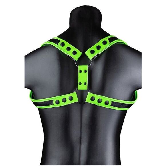 🦋B2G1🦋OUCH! Glow In The Dark NEON GREEN Bonded Leather Sling Harness | S/M | - Picture 2 of 8